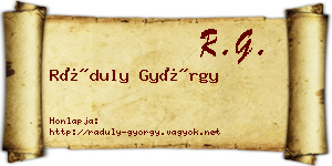 Ráduly György névjegykártya